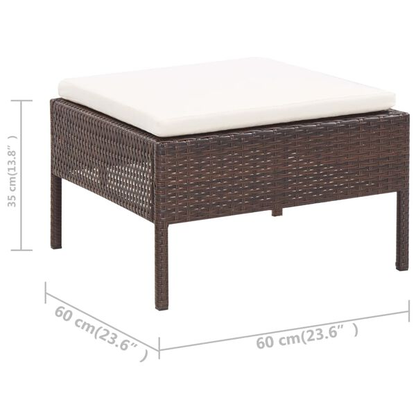 vidaXL 3 Piece Garden Lounge Set with Cushions Poly Rattan Brown