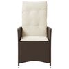 vidaXL Reclining Garden Chair with Cushions Brown Poly Rattan