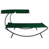vidaXL Outdoor Lounge Bed with Canopy and Pillows Green