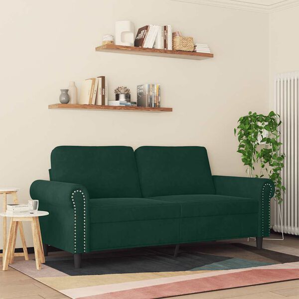 vidaXL 2-Seater Sofa Dark Green 140 cm Velvet