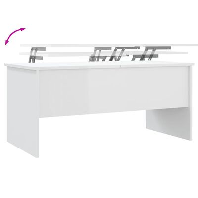 vidaXL Coffee Table High Gloss White 102x50.5x46.5 cm Engineered Wood