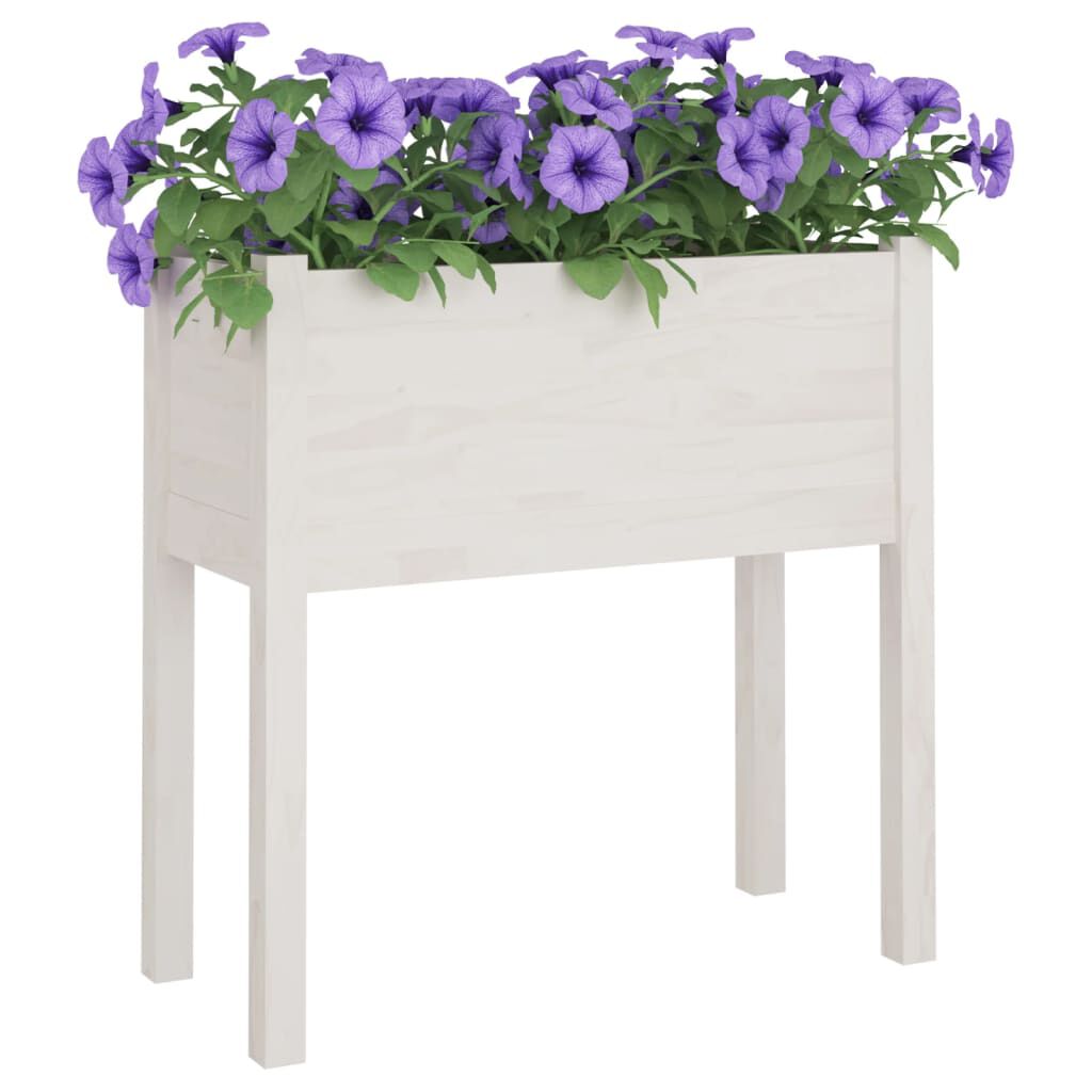 vidaXL Garden Planter White 70x31x70 cm Solid Pinewood