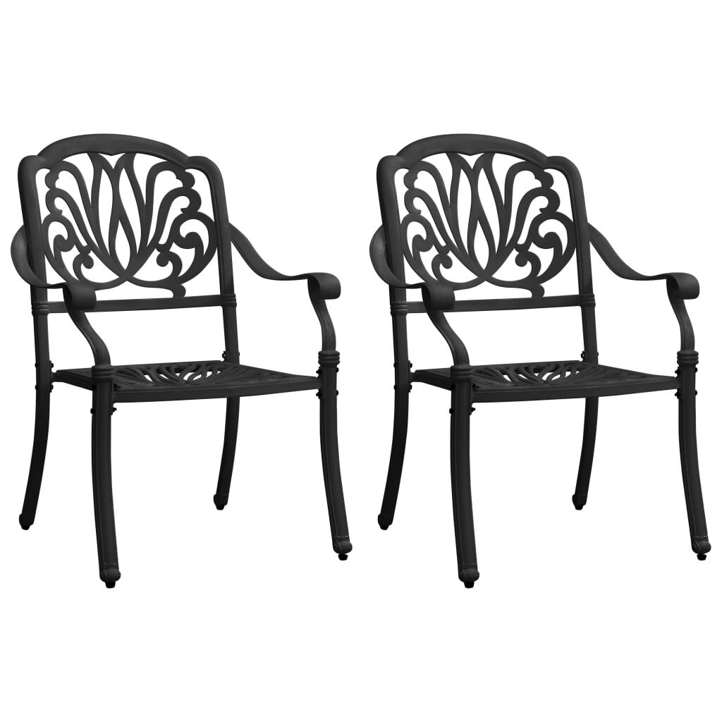 vidaXL Garden Chairs 2 pcs Cast Aluminium Black