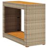 vidaXL Garden Side Table with Wooden Top Beige 100x40x75 cm Poly Rattan