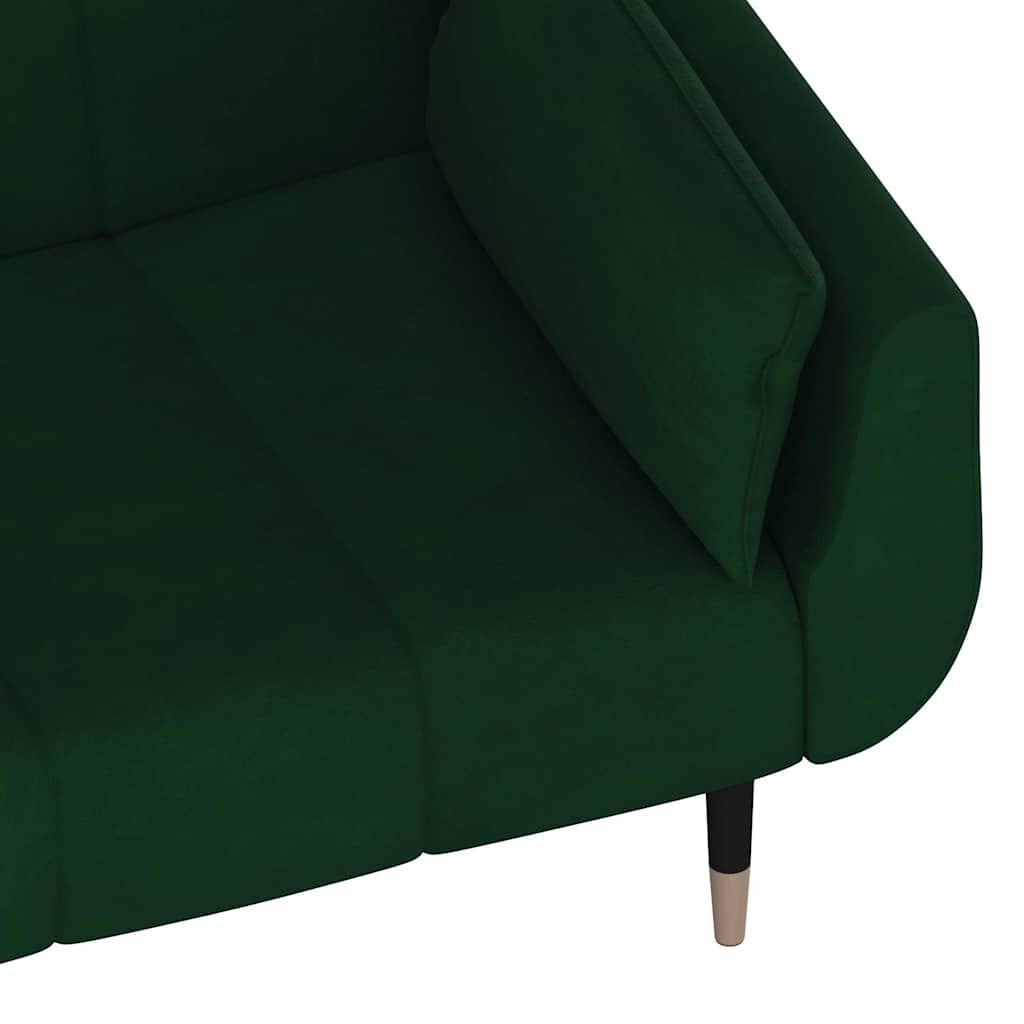 vidaXL 2-Seater Sofa Bed with Two Pillows Dark Green Velvet