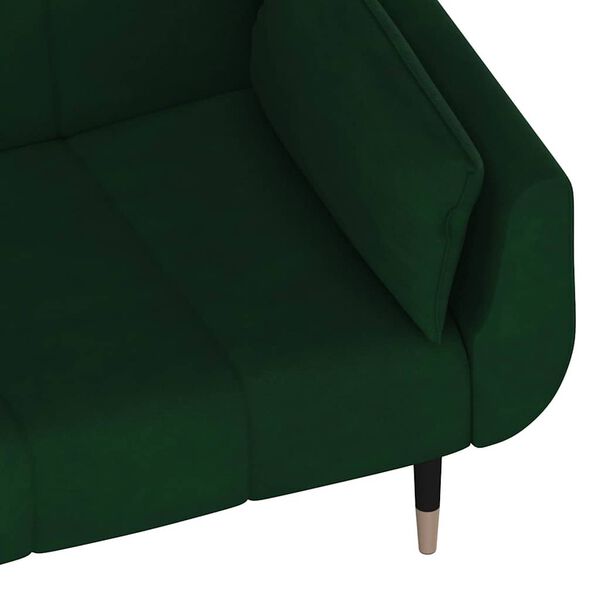 vidaXL 2-Seater Sofa Bed with Two Pillows Dark Green Velvet