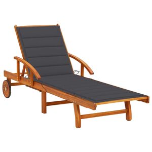 vidaXL Garden Sun Lounger with Cushion Solid Wood Acacia