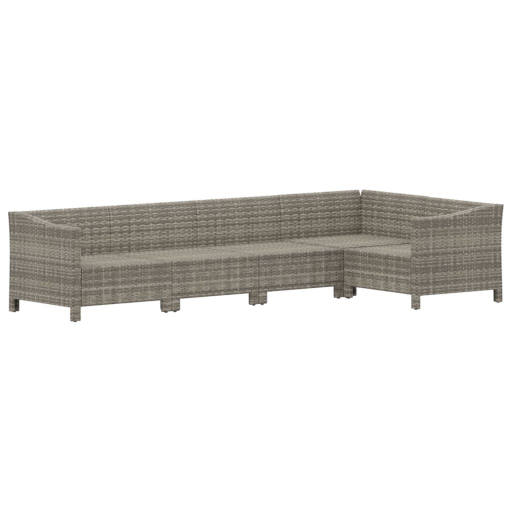 vidaXL 5 Piece Garden Lounge Set with Cushions Grey Poly Rattan