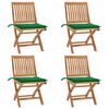 vidaXL Folding Garden Chairs with Cushions 4 pcs Solid Teak Wood