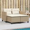 vidaXL Garden Sofa 2-Seater with Stools Beige Poly Rattan