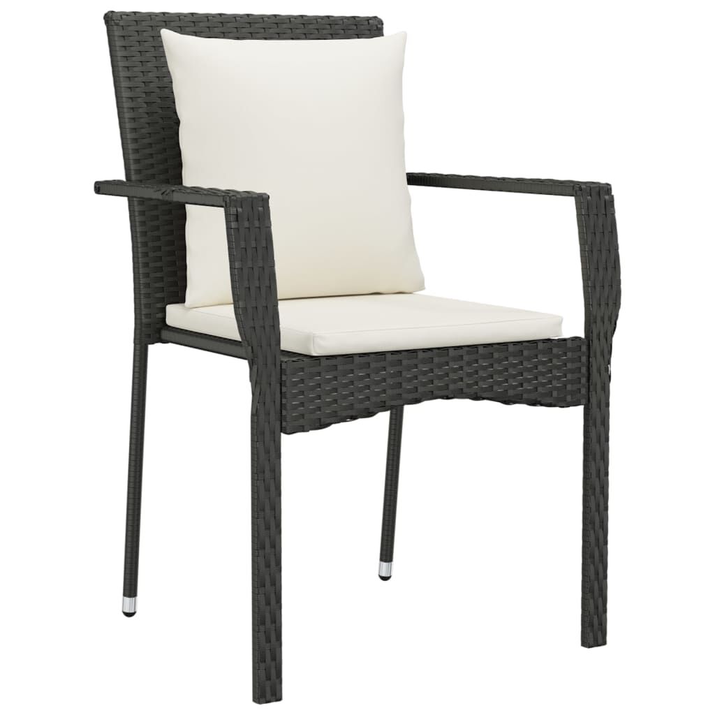 vidaXL Garden Chairs with Cushions 4 pcs Poly Rattan Black