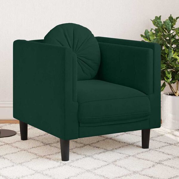 vidaXL Sofa Chair with Cushion Dark Green Velvet