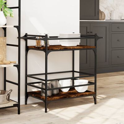 vidaXL Kitchen Trolley Smoked Oak 82x40x78.5 cm Engineered Wood