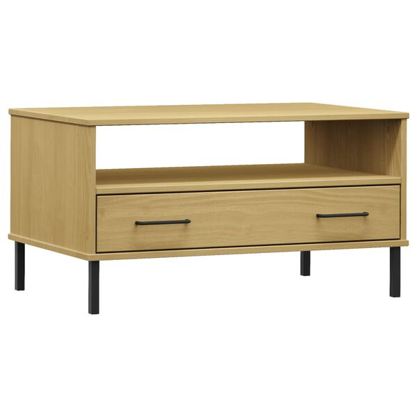 vidaXL Coffee Table with Metal Legs Brown 85x50x45cm Solid Wood OSLO