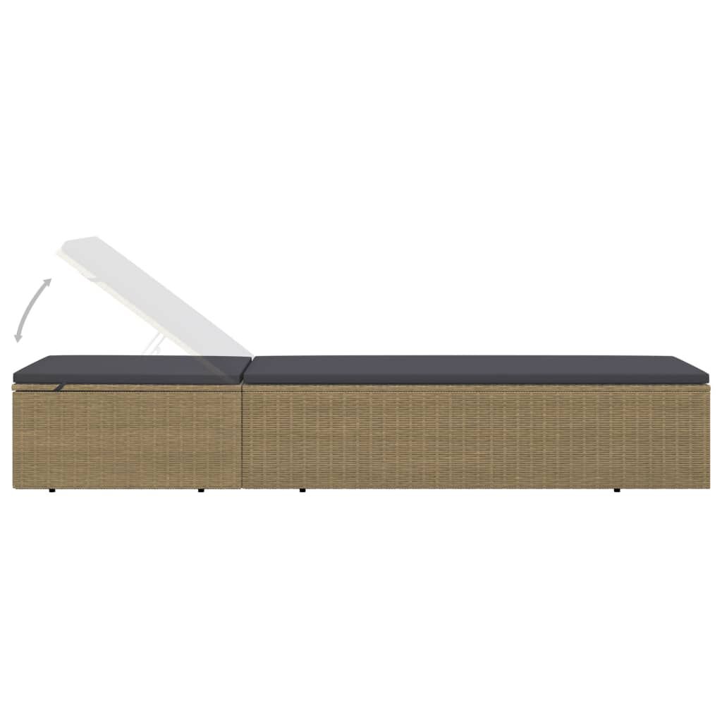 vidaXL Sunlounger Poly Rattan Brown and Dark Grey