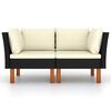 vidaXL Corner Sofas 2 pcs Poly Rattan and Solid Eucalyptus Wood