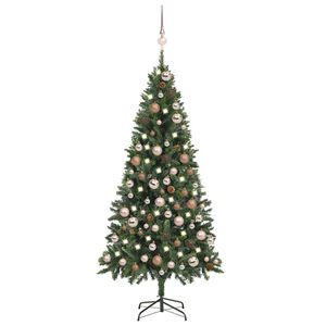 vidaXL Artificial Pre-lit Christmas Tree with Ball Set&Pine Cones 180 cm