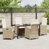 vidaXL Garden Dining Set with Cushion 5 pcs Beige Poly Rattan