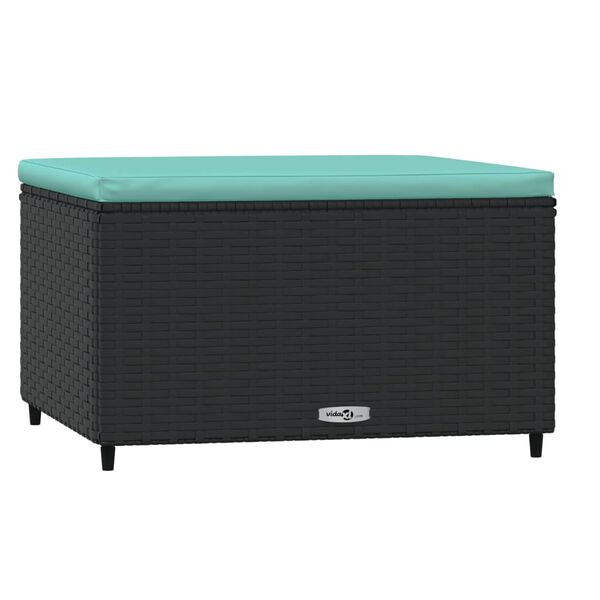 vidaXL Garden Footrest with Cushion Black Poly Rattan