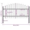 vidaXL Garden Fence with Spear Top Steel 181x125 cm Black