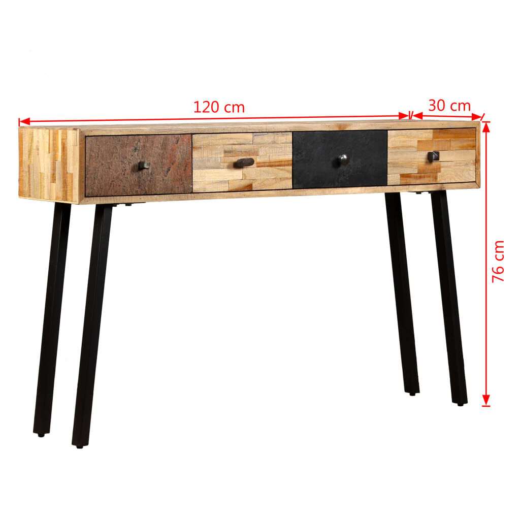 vidaXL Console Table Solid Reclaimed Teak 120x30x76 cm
