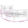 vidaXL Metal Bed Frame without Mattress with Footboard White 100x200cm