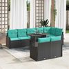vidaXL Garden Sofa Set with Cushion 9 pcs Black Poly rattan