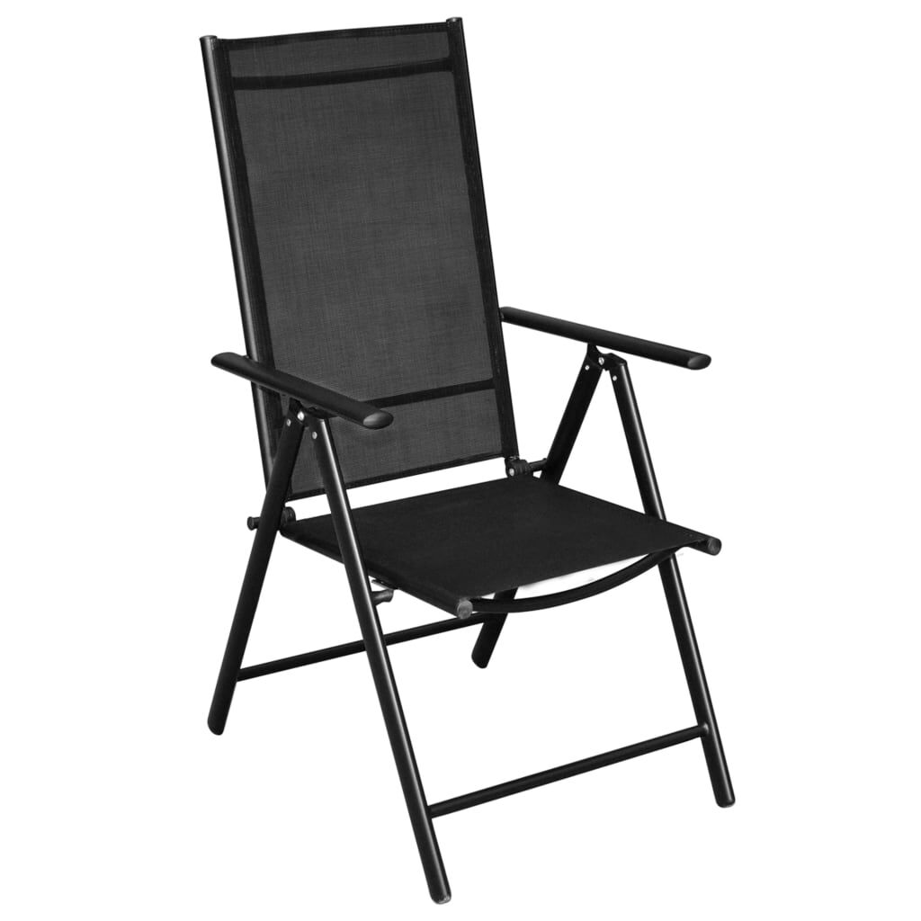 vidaXL 9 Piece Folding Outdoor Dining Set Aluminium Black