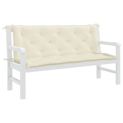 vidaXL Garden Bench Cushion Cream White 150x(50+50)x7cm Oxford Fabric