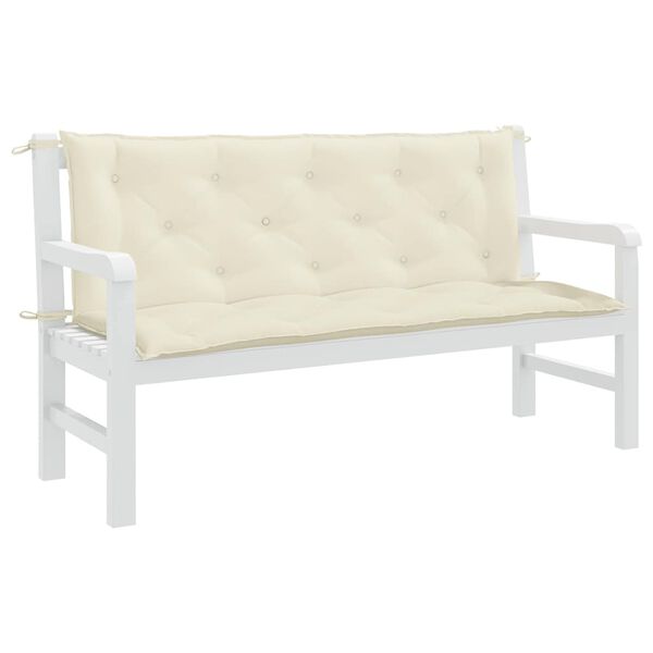 vidaXL Garden Bench Cushion Cream White 150x(50+50)x7cm Oxford Fabric