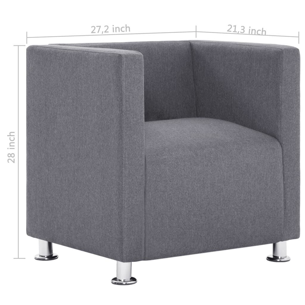 vidaXL Cube Armchair Light Gray Fabric