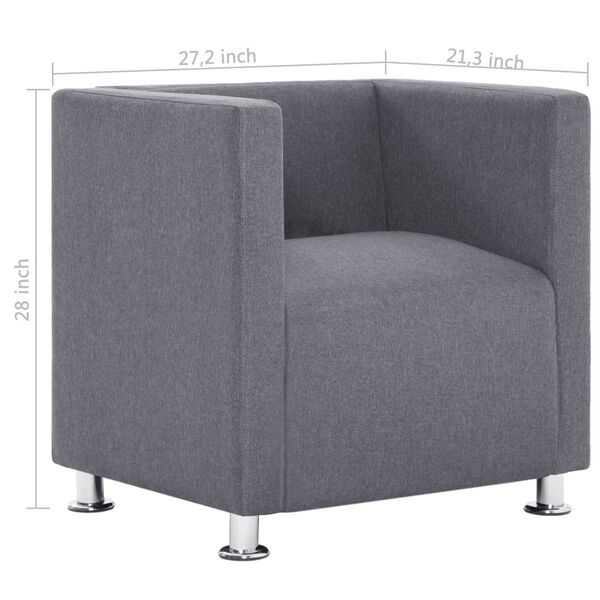 vidaXL Cube Armchair Light Gray Fabric