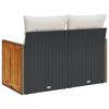 vidaXL Garden Sofa with Cushions 2-Seater Black Poly Rattan