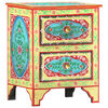 vidaXL Hand Painted bedside Cabinet 40x30x50 cm Solid Mango Wood
