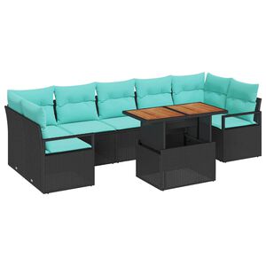vidaXL Garden Sofa Set with Storage 8 pcs Black Poly rattan