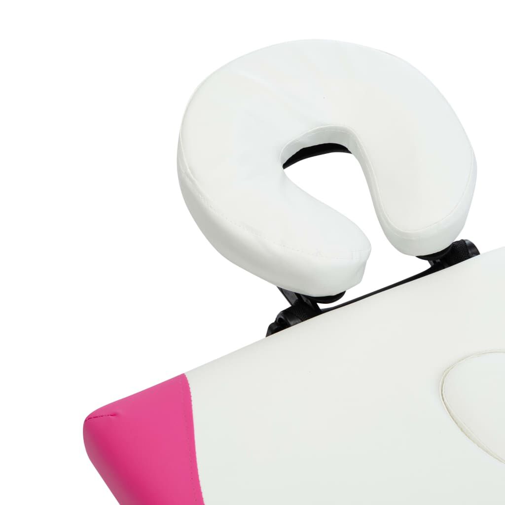 vidaXL 4-Zone Foldable Massage Table Aluminium White and Pink