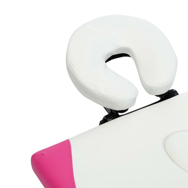 vidaXL 4-Zone Foldable Massage Table Aluminium White and Pink