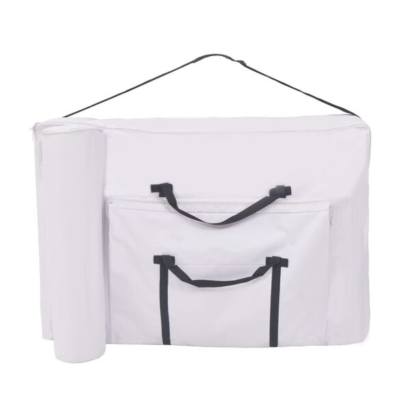 vidaXL 3-Zone Folding Massage Table and Stool Set 10 cm Thick White