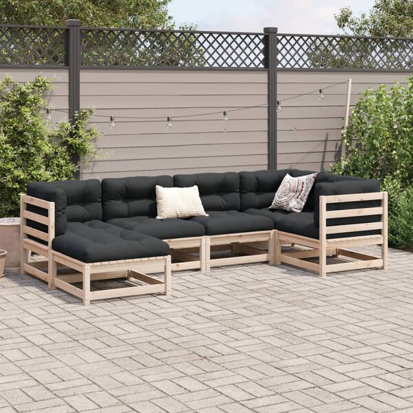 vidaXL 6 Piece Garden Sofa Set with Cushions Solid Wood Pine