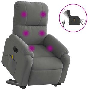 vidaXL Electric Stand up Massage Recliner Chair Dark Grey Microfibre Fabric