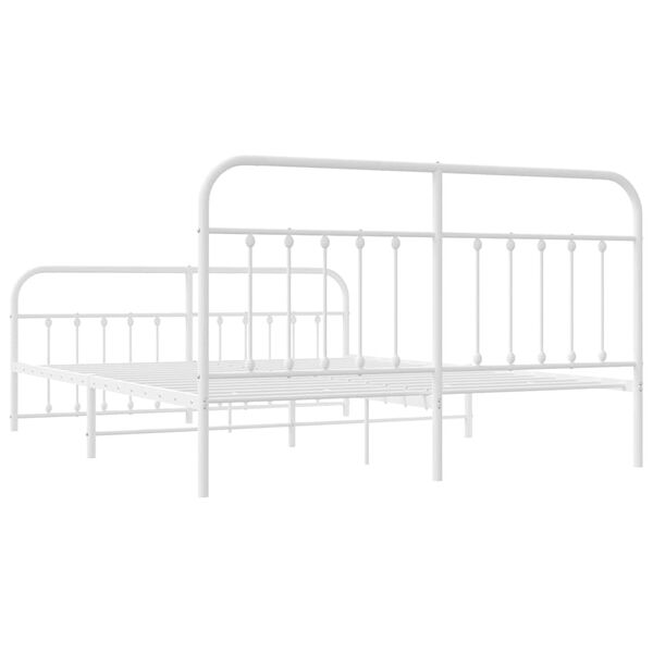 vidaXL Metal Bed Frame without Mattress with Footboard White 183x213cm