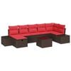vidaXL Garden Sofa Set with Cushion 8 pcs Brown Poly Rattan