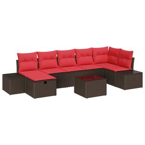 vidaXL Garden Sofa Set with Cushion 8 pcs Brown Poly Rattan