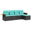 vidaXL 5 Piece Garden Sofa Set with Cushions Black Poly Rattan
