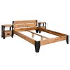 vidaXL Bed Frame with 2 Nightstands Solid Acacia Wood Steel 193x203 cm