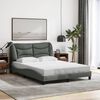 vidaXL Bed Frame with LED without Mattress "Hvar" Dark Grey 137x190 cm Double Fabric