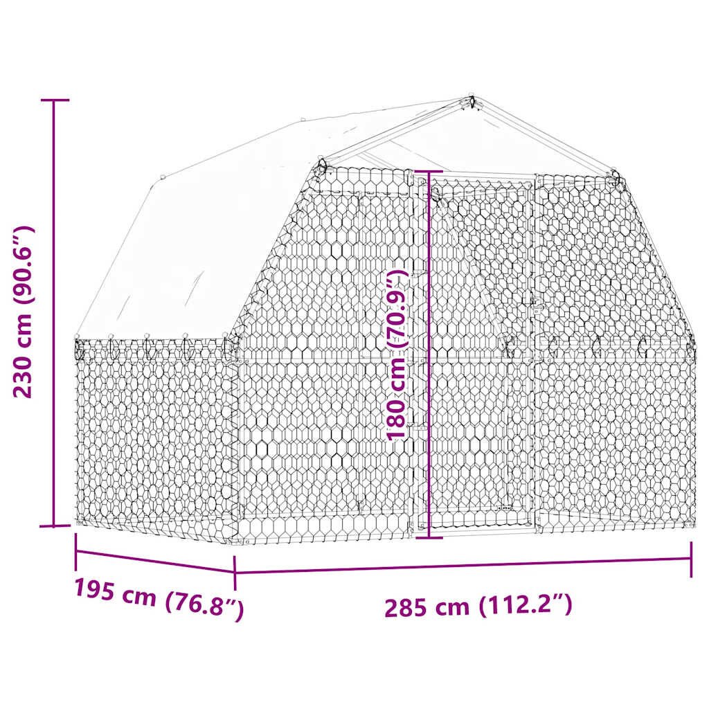 vidaXL Dog Cage with Roof and Door Silver Galvanised Steel