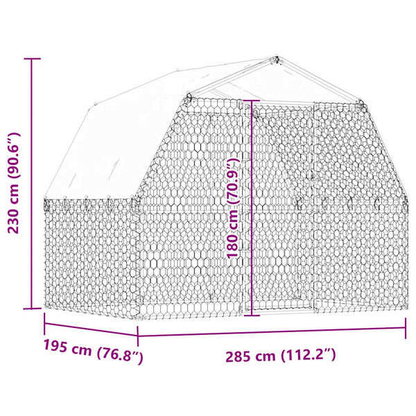 vidaXL Dog Cage with Roof and Door Silver Galvanised Steel