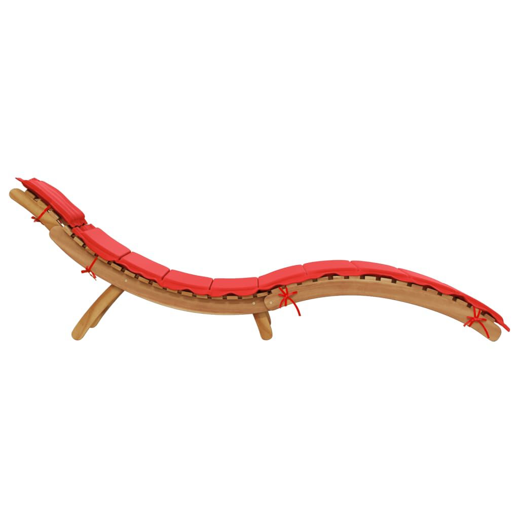vidaXL Sun Lounger with Cushion Red Solid Wood Acacia
