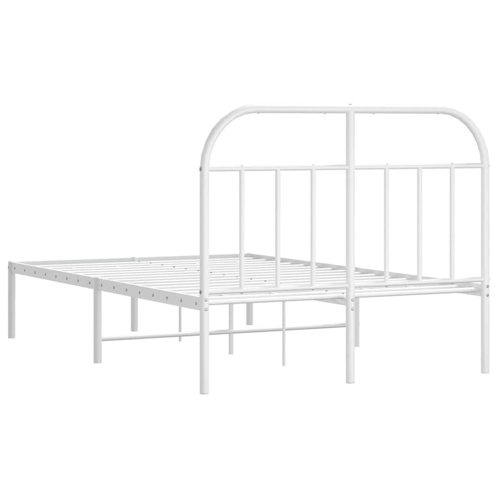 vidaXL Metal Bed Frame without Mattress with Headboard White 135x190cm